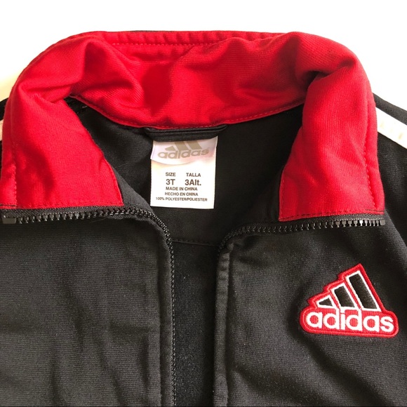 Adidas 3T Black and Red Track Jacket - Picture 2 of 3